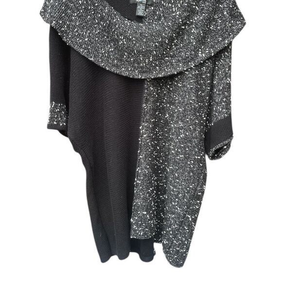 Style&Co Stylish Black and Gray Knit Poncho - Picture 2 of 5